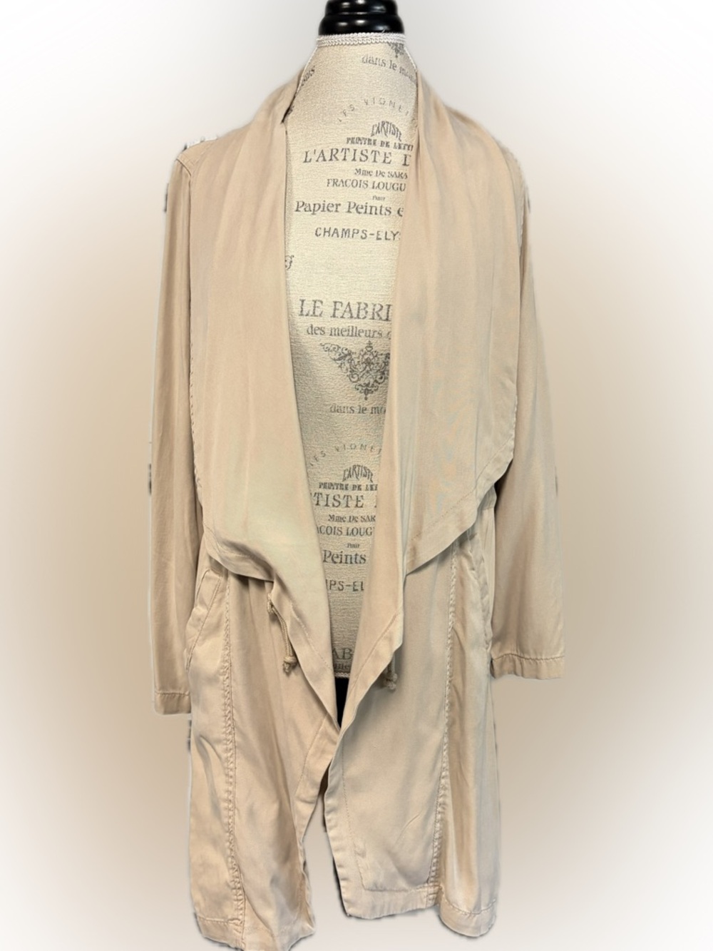 Max Jeans Light Beige Drawstring Robe Jacket - Picture 2 of 8